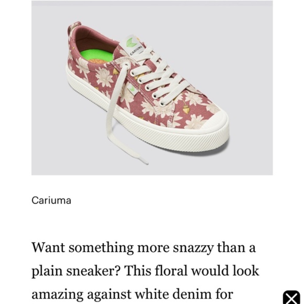 Cariuma Women's Lily Oca Low Rose Floral Sneakers size 7.5